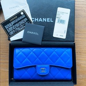 Chanel 10C Blue Roi Classic Flap Wallet RARE